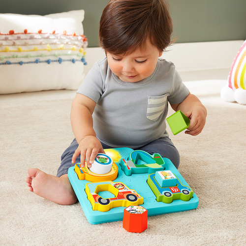 【費雪組合】交通工具聲光拼圖組+二合一搖搖水獺