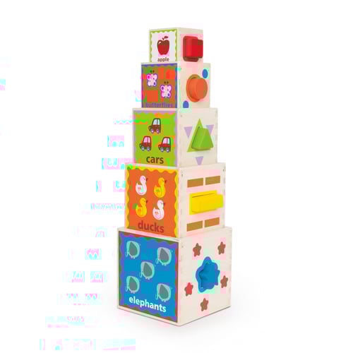 德國Hape 木製形狀顏色認知疊疊樂