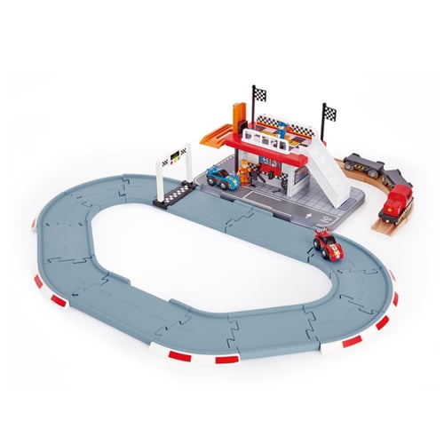 【網路限定】德國Hape 火車軌道賽車場套組