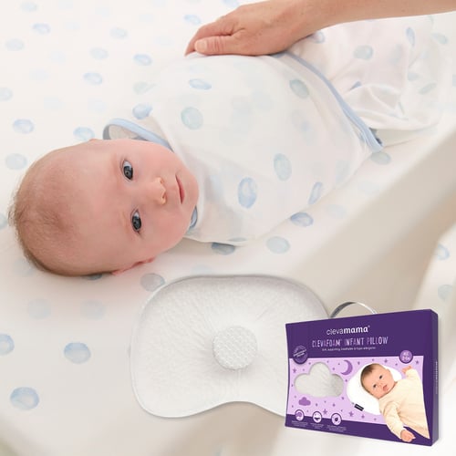 【組合優惠】Cleva Foam® 護頭型嬰兒枕+純棉子宮包巾