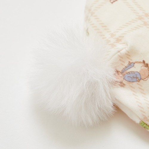 格紋比得嬰兒帽 (美麗諾羊毛布)