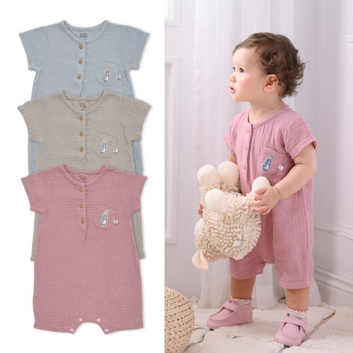 四季系列-彩色比得純棉紗布短袖兔裝