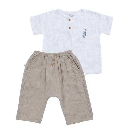 四季系列-彩色比得純棉紗布短袖七分褲套裝