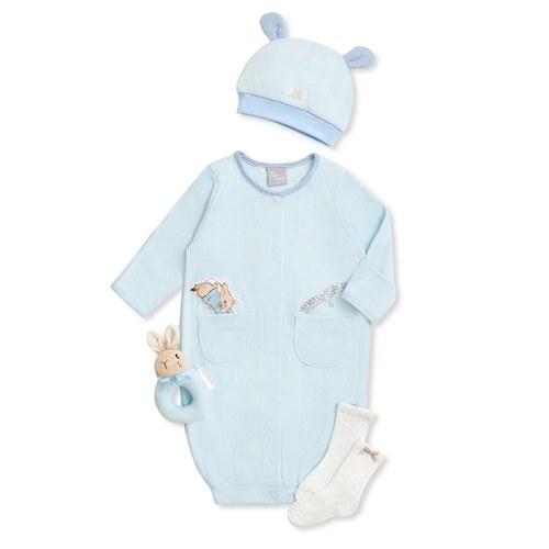 比得兔 可愛小兔妙妙裝禮盒/連身衣4件組禮盒 (妙妙裝+手搖鈴+帽子+襪子)