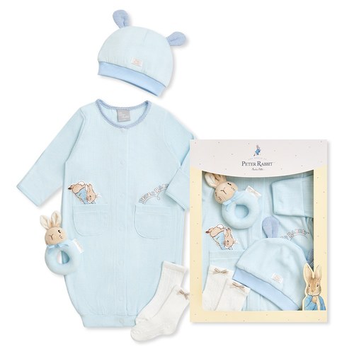 比得兔 可愛小兔妙妙裝禮盒/連身衣4件組禮盒 (妙妙裝+手搖鈴+帽子+襪子)