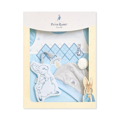 比得兔 清新藍調兔裝禮盒/連身衣3件組禮盒 (兔裝+安撫巾+帽子)