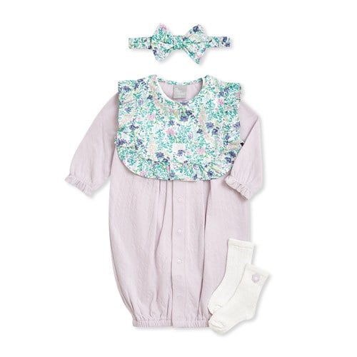 比得兔 柔紫花漾妙妙裝禮盒/連身衣4件組禮盒 (妙妙裝+髮帶+圍兜+襪子)