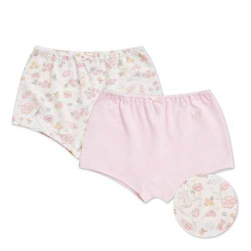 花徑小兔女童平口褲-2入 (鋅纖維布+銀離子抗菌內襠)