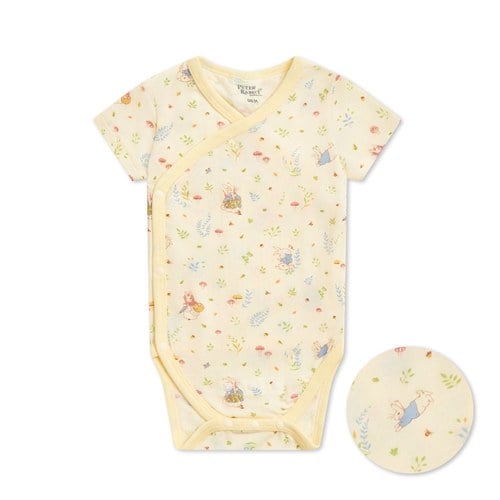 田園比得短袖兩段式調節開襟包屁衣 (水晶紗)