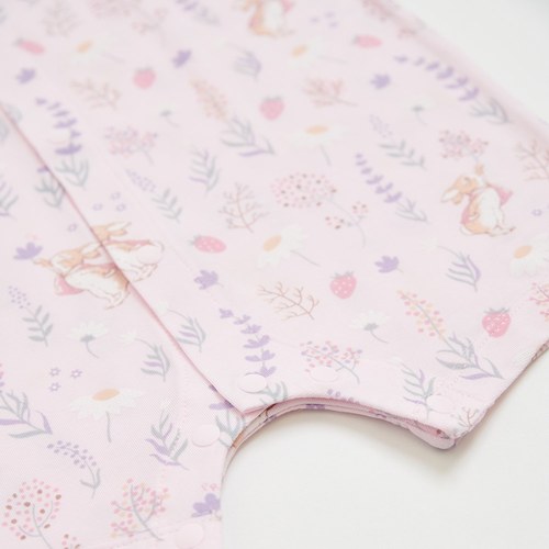 採花趣粉紫色短袖兔裝 (水晶紗)