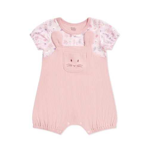 採花趣短袖兔裝 (天絲抽針條紋布+水晶紗布)