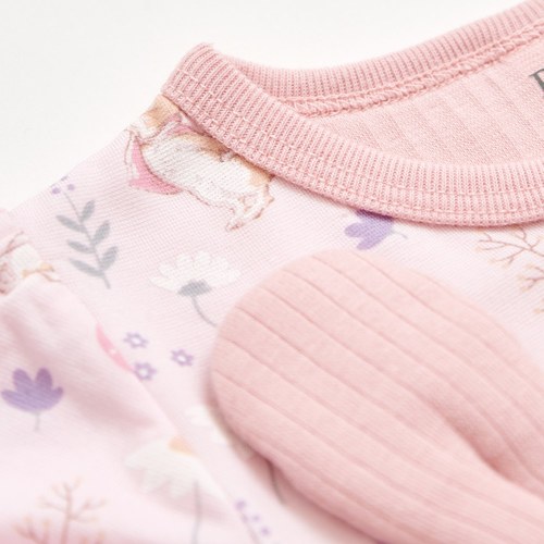 採花趣短袖兔裝 (天絲抽針條紋布+水晶紗布)