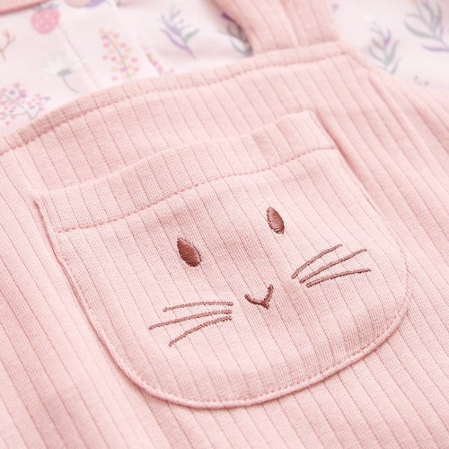 採花趣短袖兔裝 (天絲抽針條紋布+水晶紗布)