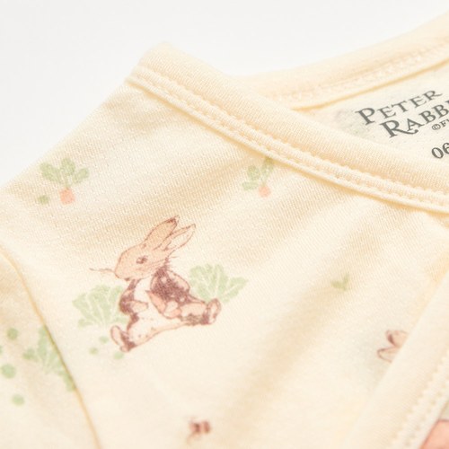 野餐比得長袖前開包屁衣 (天絲洞感緹花布)