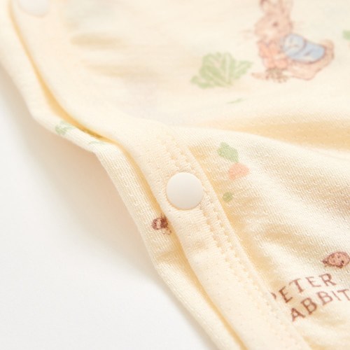 野餐比得長袖前開包屁衣 (天絲洞感緹花布)