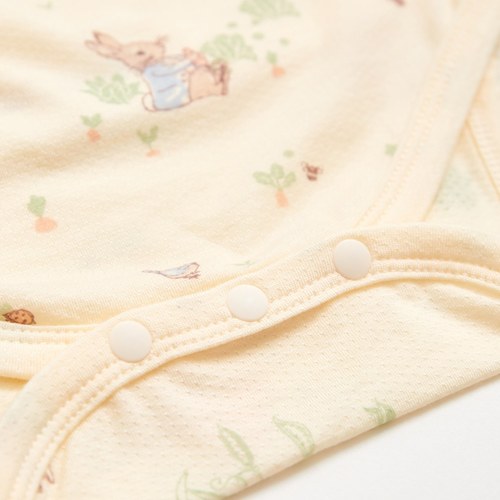 野餐比得長袖前開包屁衣 (天絲洞感緹花布)