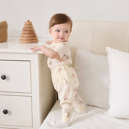 野餐比得嬰兒長褲 (天絲洞感緹花布)