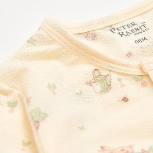 野餐比得米色長袖兔裝 (天絲洞感緹花布)