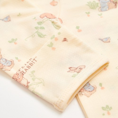 野餐比得米色長袖兔裝 (天絲洞感緹花布)