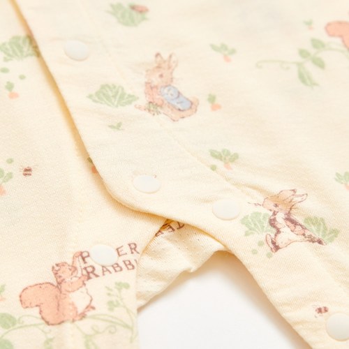 野餐比得米色長袖兔裝 (天絲洞感緹花布)
