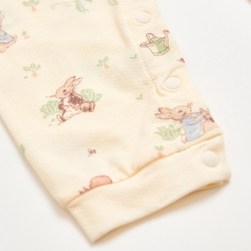 野餐比得米色長袖兔裝 (天絲洞感緹花布)