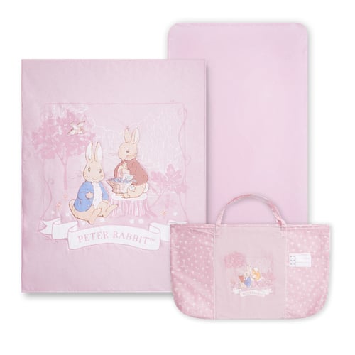 悅讀比得兔床邊床三件式床組/床寢組 (被子、床包、提袋)+比得兔立體透氣床邊床墊 52×89×2.5cm