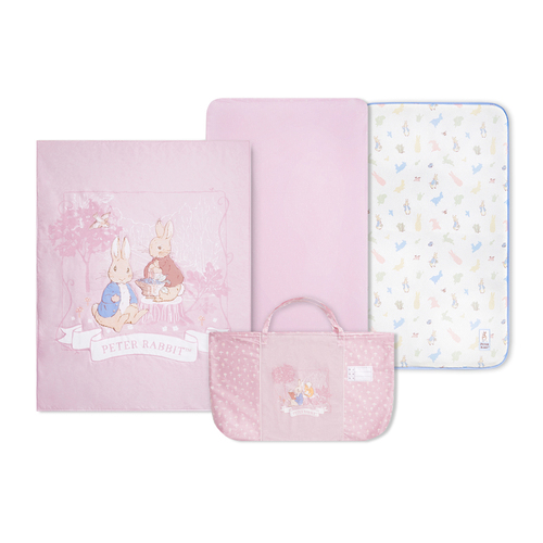 悅讀比得兔床邊床三件式床組/床寢組 (被子、床包、提袋)+比得兔立體透氣床邊床墊 52×89×2.5cm