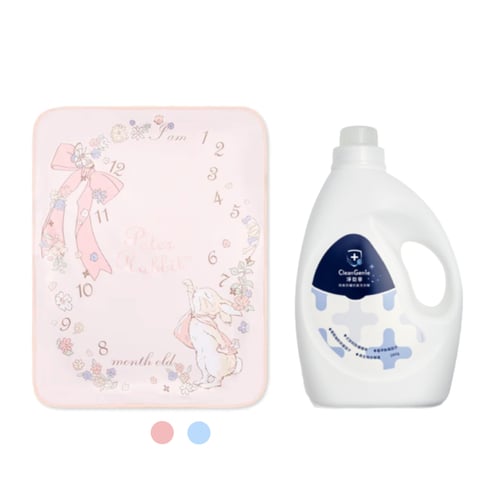 【寶貝香香2件組】比得兔冬夏兩用尿墊毯 70x90cm++淨勁寧除臭防螨抗菌洗衣精 2000g