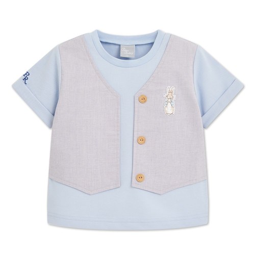 清新比得假兩件排扣上衣