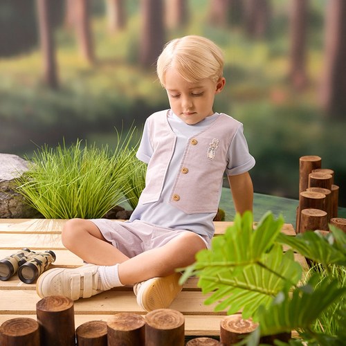 清新比得假兩件排扣上衣