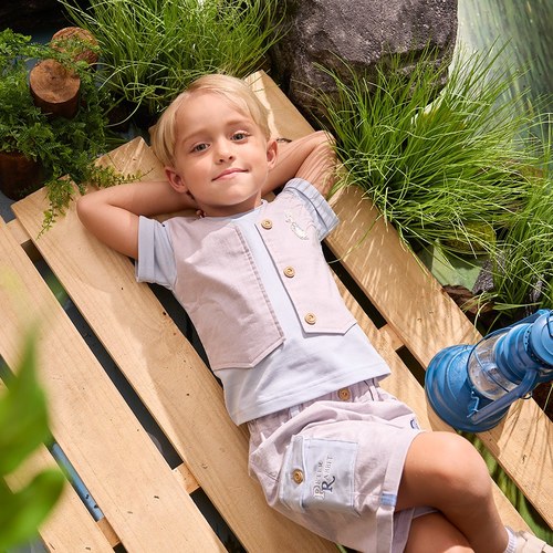 清新比得假兩件排扣上衣