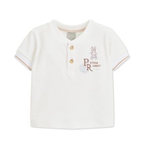 可愛比得手繪風雙鈕扣開襟上衣