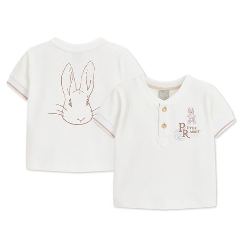 可愛比得手繪風雙鈕扣開襟上衣