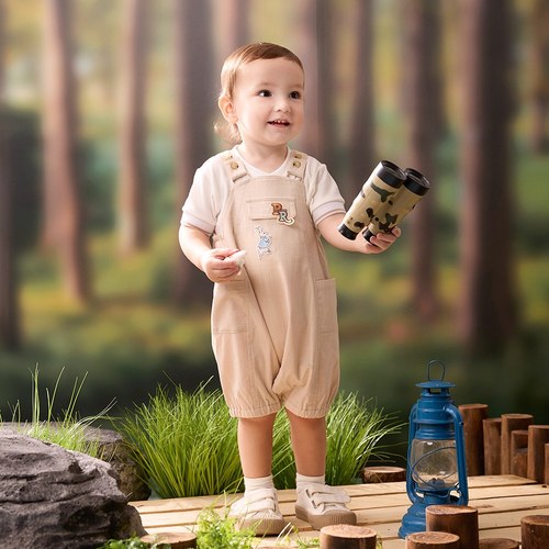 可愛比得造型長耳朵吊帶褲