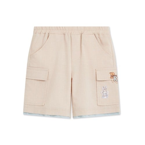 可愛比得工裝風鬆餅格五分褲