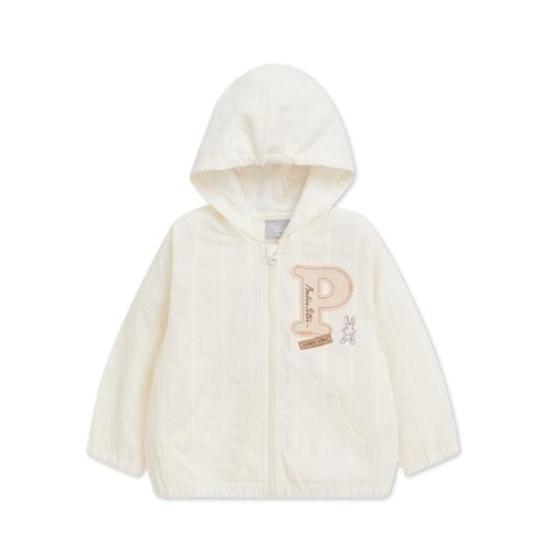 可愛比得鬆餅格字母刺繡連帽外套
