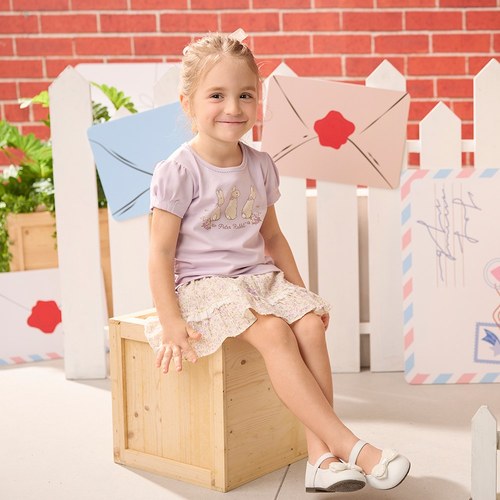 甜心比得紫碎花層次短裙