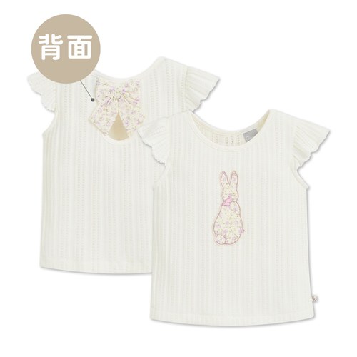 甜心比得後蝴蝶結荷葉邊袖背心