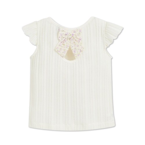 甜心比得後蝴蝶結荷葉邊袖背心