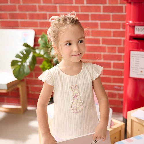 甜心比得後蝴蝶結荷葉邊袖背心