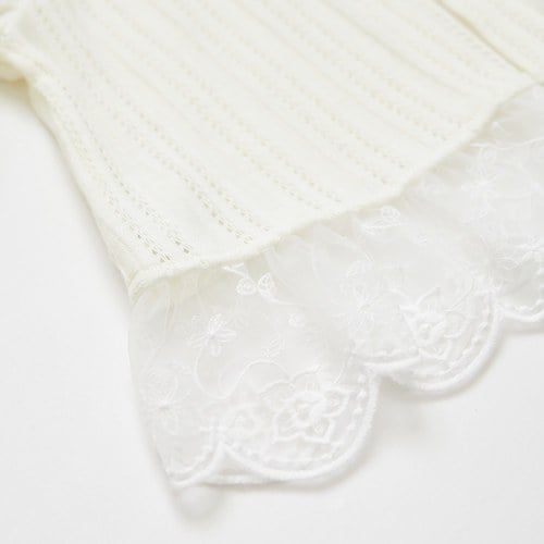 甜心比得簍空針織蕾絲下擺外套