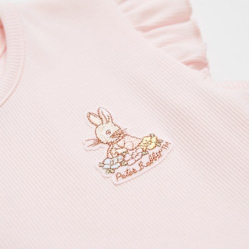 小香兔繽紛立體花荷葉邊袖洋裝