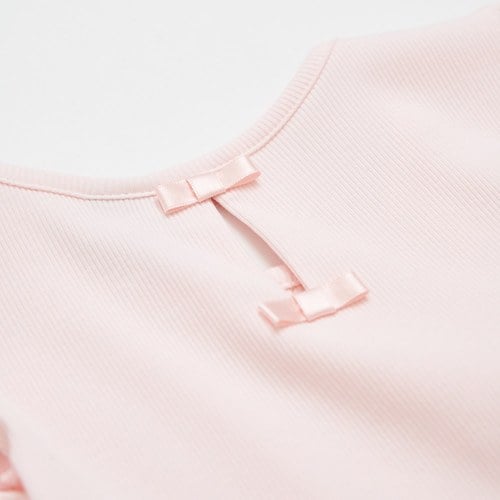 小香兔繽紛立體花荷葉邊袖洋裝