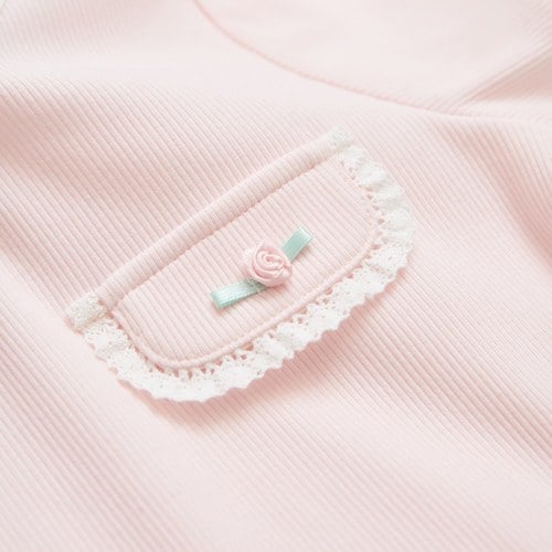 小香兔蕾絲滾邊立體花上衣