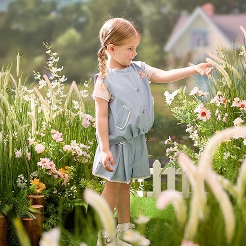 小香兔蕾絲滾邊百褶褲裙