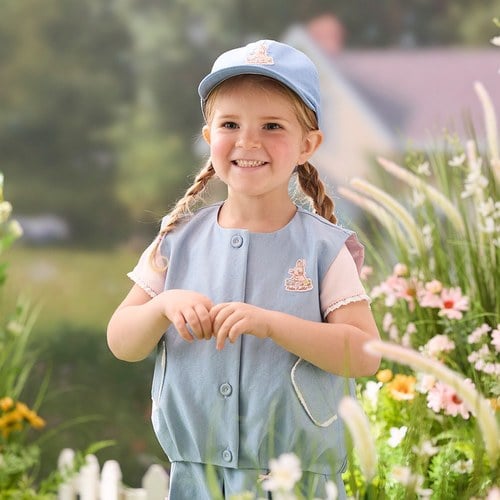 小香兔蕾絲滾邊開襟背心
