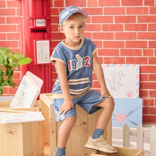 帥氣比得刺繡翻口袋鬆緊腰五分褲 (吸濕排汗)