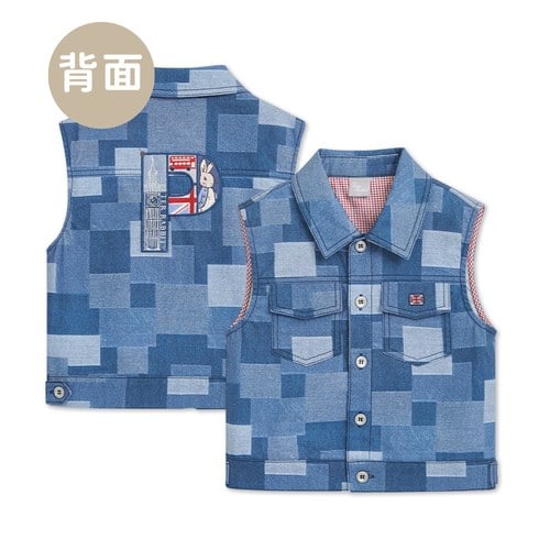 帥氣比得拼接丹寧背心外套