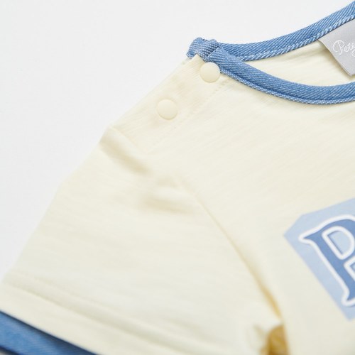 清新比得色塊字母假兩件兔裝 (吸濕排汗)