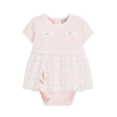 小香兔蕾絲滾邊立體花短袖兔裝